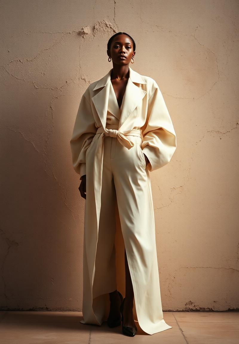 Solavane campaign — sculptural cream tailoring